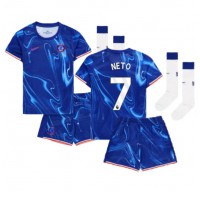 Camisa de Futebol Chelsea Pedro Neto #7 Equipamento Principal Infantil 2024-25 Manga Curta (+ Calças curtas)